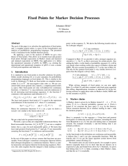 Fixed Points for Markov Decision Processes
