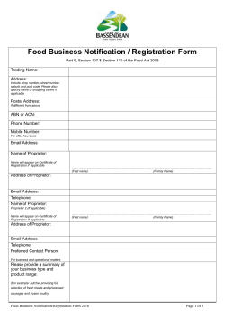 Food Business Notification - Registration Form