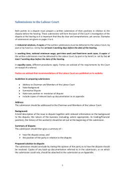 Submissions to the Labour Court