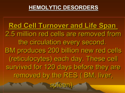 HEMOLYTIC DESORDERS Red Cell Turnover and Life Span 2.5
