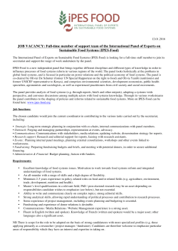 JOB VACANCY: Full-time member of support team of the