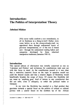 Introduction: The Politics of Interpretation/ Theory