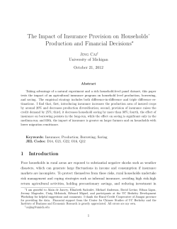 The Impact of Insurance Provision on Households` Production and
