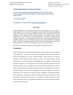 Critical Appraisal of a Research Paper
