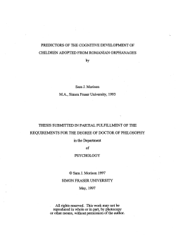 Predictors of the cognitive development of children adopted from