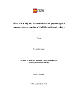 Effect of Cu, Mg and Fe on solidification processing and