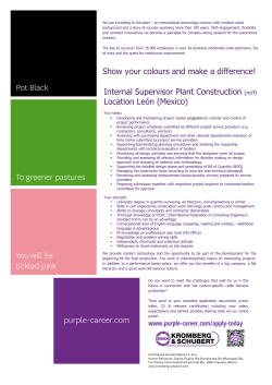 Show your colours and make a difference! Internal Supervisor Plant