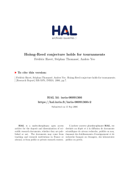Ho&agrave;ng-Reed conjecture holds for tournaments - HAL