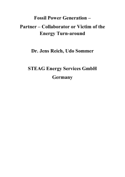 Fossil Power Generation &ndash; Partner &ndash; Collaborator or