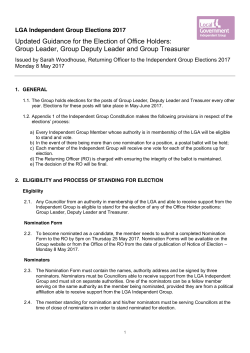 Updated Election Guidance - LGA IG Elections 2017