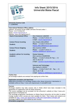 Info Sheet Blaise Pascal University