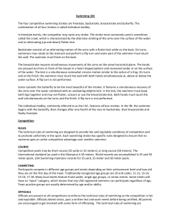 Swimming 101 The four competitive swimming strokes are freestyle