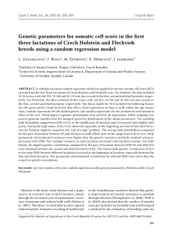 Genetic parameters for somatic cell score in the first three lactations
