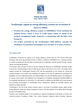 TerniEnergia: signed an energy efficiency contract for an amount of