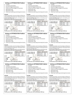 Solving an OPTIMIZATION Problem Variables Constraints