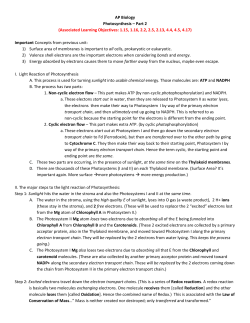 Photosynthesis &ndash; Part 2