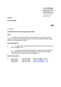 Council 21-22 May 2002 To consider Draft Section 60 Order