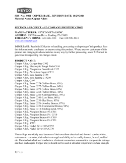 SDS No.: .0001 COPPER-BASE , REVISION DATE: 10/29/2014
