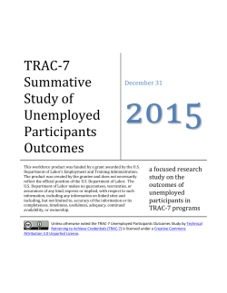 TRAC-7 Summative Study of Unemployed Participants Outcomes