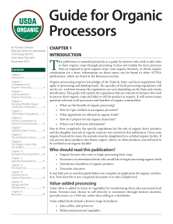 Guide for Organic Processors - ATTRA