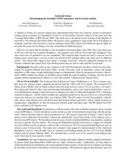 Antisocial Syntax Disentangling the Icelandic VO/OV parameter and