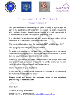 DRAFT Stranraer 400 Football Tournament This year Stranraer is