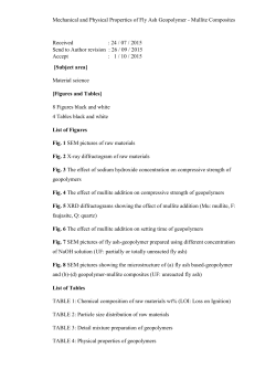 Mechanical and Physical Properties of Fly Ash Geopolymer