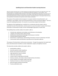 Qualifying Exams and Dissertation Student Learning Outcomes