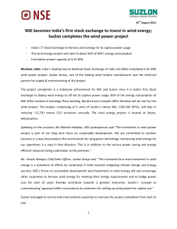 NSE becomes India`s first stock exchange to invest in wind energy