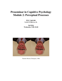 Proseminar in Cognitive Psychology Module 2: Perceptual Processes