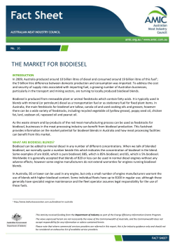 16 08 Fall The Market for Biodiesel INTRODUCTION In 2009