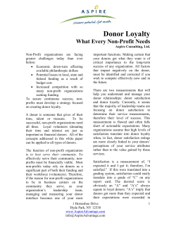 Donor Loyalty - Aspire Advantage consulting
