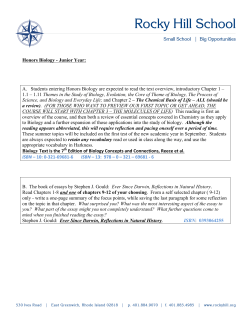 Honors Biology - Junior Year: A. Students