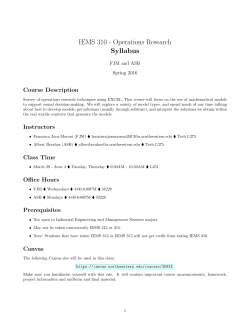IEMS 310 - Operations Research Syllabus