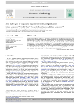 Acid hydrolysis of sugarcane bagasse for lactic acid production