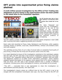 OFT probe into supermarket price fixing claims shelved