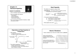 Chapter 11: Thermal Properties Heat Capacity Atomic Vibrations