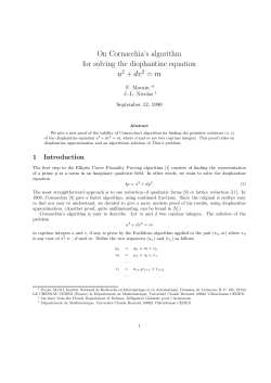 On Cornacchia`s algorithm for solving the diophantine equation
