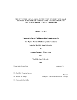 the effect of social skill instruction on sport and game related