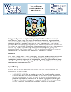 Presentation: Convert your Paper into a Talk
