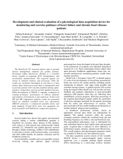 Development and clinical evaluation of a physiological data