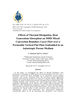 Effects of Thermal Dissipation, Heat Generation/Absorption on MHD