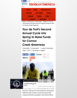 Tour de Troit`s Second Annual Cycle into Spring to Raise Funds for