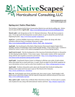 Spring 2017 Native Plant Sales