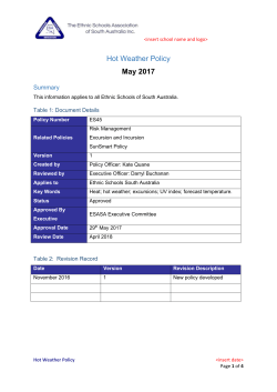 Hot Weather Policy - Ethnic Schools Association