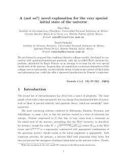 novel explanation for the very special initial state of - Philsci