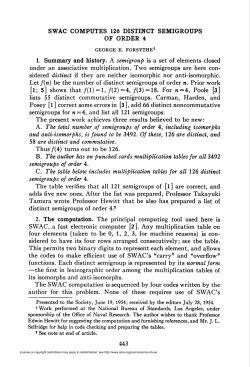 SWAC COMPUTES 126 DISTINCT SEMIGROUPS OF ORDER 4 [1