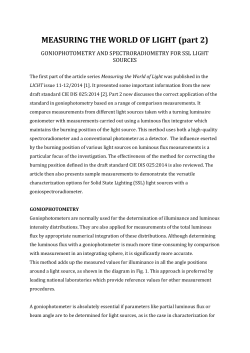 MEASURING THE WORLD OF LIGHT (part 2)