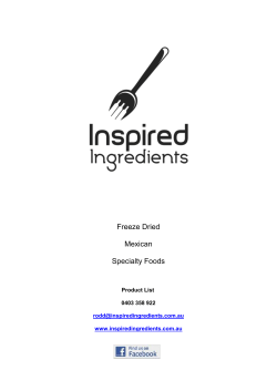 Freeze Dried Mexican Specialty Foods Product List 0403 358 922