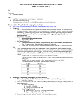 Dissolved Oxygen AP Lab Write-up Guidelines for